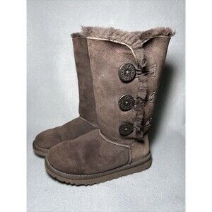 UGG Australia Bailey Triplet Shearling Tall Boots Size 5 Buttons Dark Brown